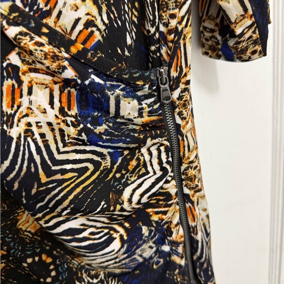 Cato Women's Zipper Accent Midi Pattern Dress - Picture 7 of 8